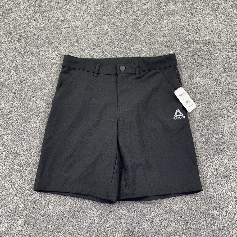 Reebok Shorts Boys XL 14-16 Black Microfiber Athletic Zip Pockets School Summer